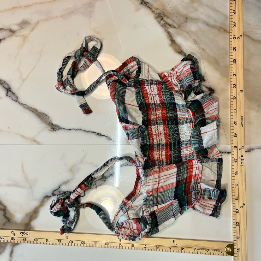 Plaid Tie-Strap Cropped Tank - Red Green White - Picture 4 of 4